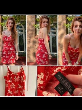 wild fable Red Floral Slip Mini Dress